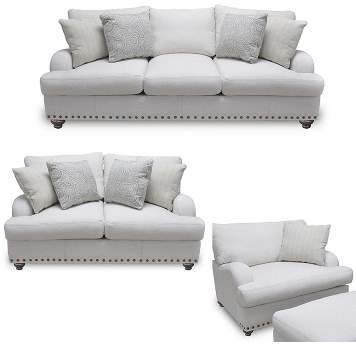 Franklin Furniture - Brinton Stationary 3 Piece Living Room Set in Off White - 89440-3SET-OFF WHITE - GreatFurnitureDeal