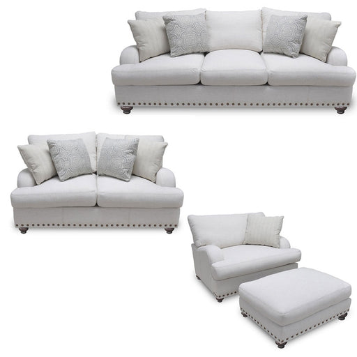 Franklin Furniture - Brinton Stationary 4 Piece Living Room Set in Off White - 89440-4SET-OFF WHITE
