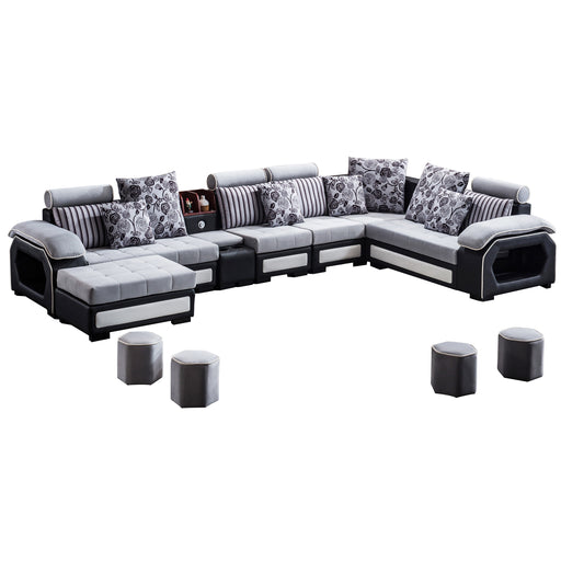 GFD Home - Large Modern Sectional Couch, Modular Sofa Set with Ottoman, Size: 156"L x 94"D x 28"H - GreatFurnitureDeal