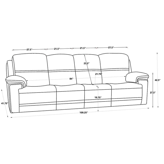 GFD Home - Timo Top Grain Leather Power Reclining Sofa | Adjustable Headrest | Big Size | Cross Stitching - GreatFurnitureDeal