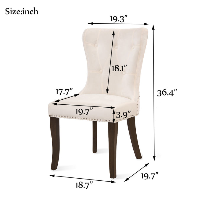 GFD Home - TOPMAX Dining Chair Tufted Armless Chair Upholstered Accent Chair, Set of 6 (Cream) - GreatFurnitureDeal