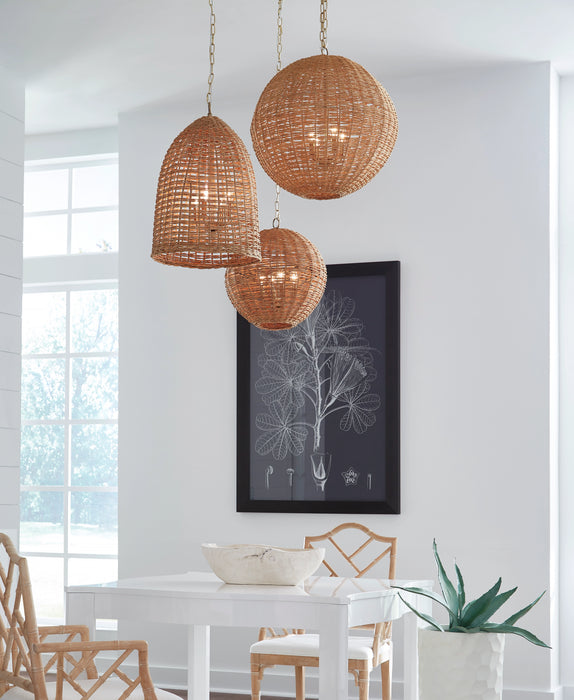 Worlds Away - Large Ball Pendant In Natural Rattan - OAKLEY LG