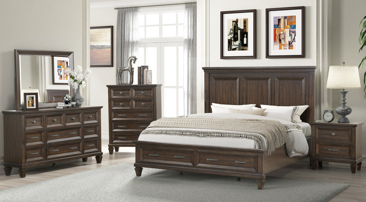 GFD Home - Hamilton King 6 PC Storage Bedroom Set in Dark Walnut made with Engineered Wood - GreatFurnitureDeal