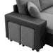 GFD Home - Artemax 92.5“Linen Reversible Sleeper Sectional Sofa with storage and 2 stools Steel Gray - GreatFurnitureDeal