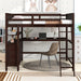 GFD Home - Full size Loft Bed with Drawers and Desk, Wooden Loft Bed with Shelves - Espresso(OLD SKU:LT000529AAP) - GreatFurnitureDeal