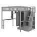 GFD Home - Full size Loft Bed with Bookshelf,Drawers,Desk,and Wardrobe-Gray - GreatFurnitureDeal