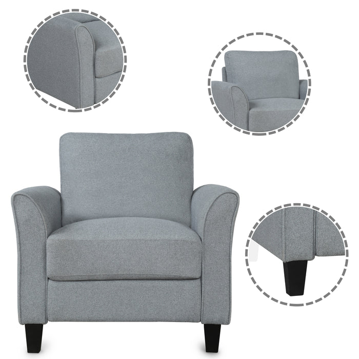 GFD Home - Living Room Sets Furniture Armrest Sofa Single Chair Sofa Loveseat Chair 3-Seat Sofa (ChairLoveseat Chair&3-Seat Sofa, Gray) - GreatFurnitureDeal