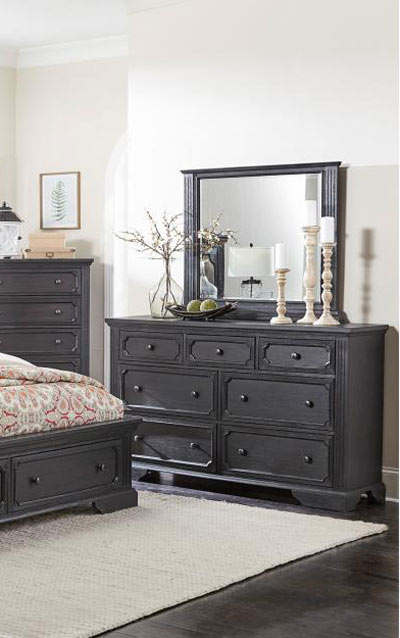 Homelegance - Bolingbrook Dresser with Mirror in Wire-Brushed Charcoal - 1647-DM - GreatFurnitureDeal