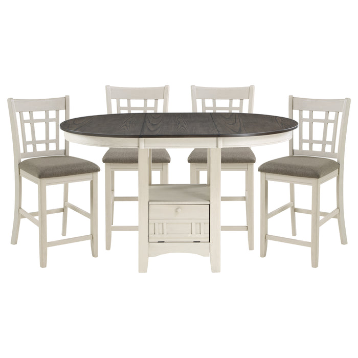 GFD Home - Traditional Design Antique White Finish Counter Height Dining Set 5pc Table w Extension Leaf and 4 Counter Height Chairs - GreatFurnitureDeal