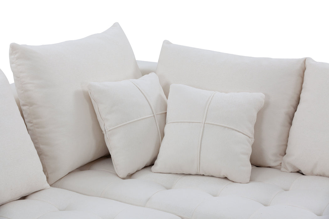 GFD Home - Sectional Sofa Couch,144'' Wide Reversible L-Shaped Sofa Couch Set  with Ottoman for Living Room Apartment Home Hotel - GreatFurnitureDeal