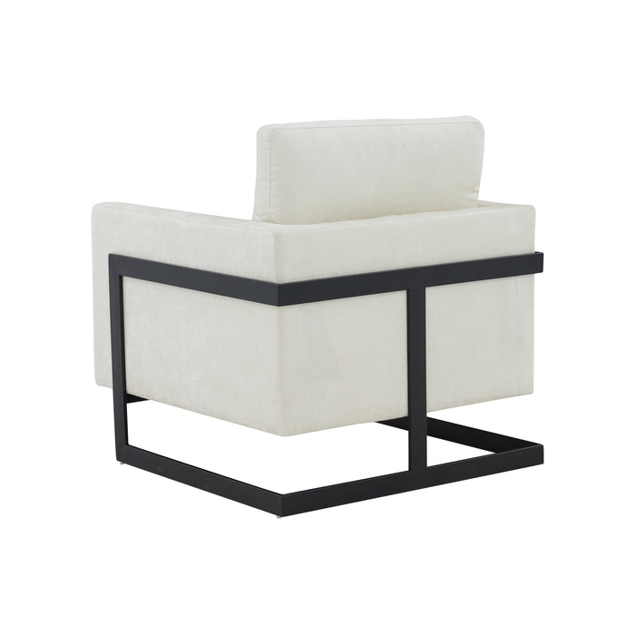 GFD Home - Modrest Prince Contemporary Cream & Black Fabric Accent Chair - GreatFurnitureDeal