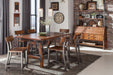 GFD Home - Rustic Brown and Gunmetal Finish 7pc Dining Set Counter Height Table And 6x Counter Height Chairs Industrial Design Wooden Dining Furniture - GreatFurnitureDeal