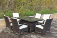GFD Home - Patio 7-Piece Rectangular Dining Set with 6 Dining Chairs (Brown &Beige Cushion ) - GreatFurnitureDeal
