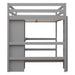 GFD Home - Full Size Loft Bed with Multifunction Shelves and Under-bed Desk, Gray - GreatFurnitureDeal