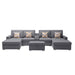 GFD Home - Nolan Gray Linen Fabric 6Pc Double Chaise Sectional Sofa with Interchangeable Legs, Storage Ottoman, Pillows, and a USB, Charging Ports, Cupholders, Storage Console Table - GreatFurnitureDeal