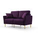 GFD Home - Mid Century Purple Velvet Modern Sectional Sofa Couch Set for Living Room, 2 Pieces Fabric Arm Chair and 1 Piece 2 - Seater  Loveseat For Living Room - GreatFurnitureDeal