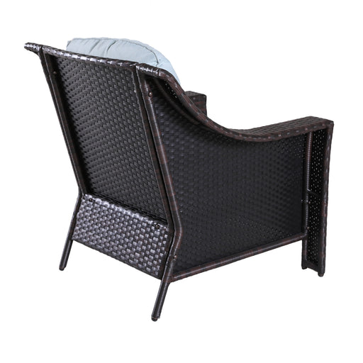 GFD Home - Outdoor Patio Garden Wicker Club Chair with Cushions, Set of 2, Light Blue - GreatFurnitureDeal