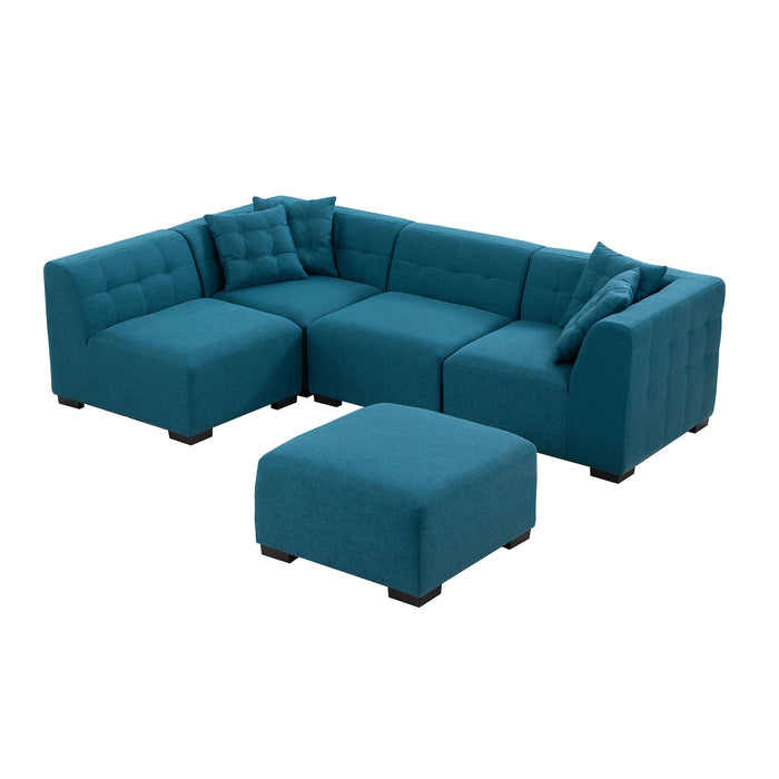 GFD Home - Sectional Sofa with Removable Ottoman Green - GreatFurnitureDeal