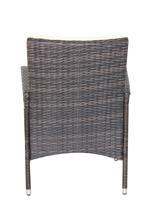 GFD Home - Patio 7-Piece Rectangular Dining Set with 6 Dining Chairs (Brown &Beige Cushion ) - GreatFurnitureDeal