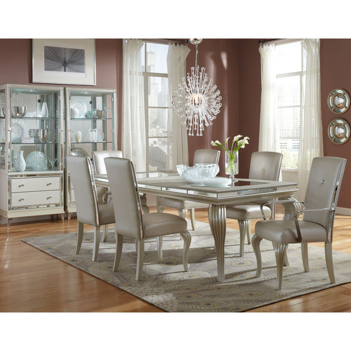 AICO Furniture - Hollywood Loft Frost 4 Leg Dining Table with Glass Inserts - 9001600-104