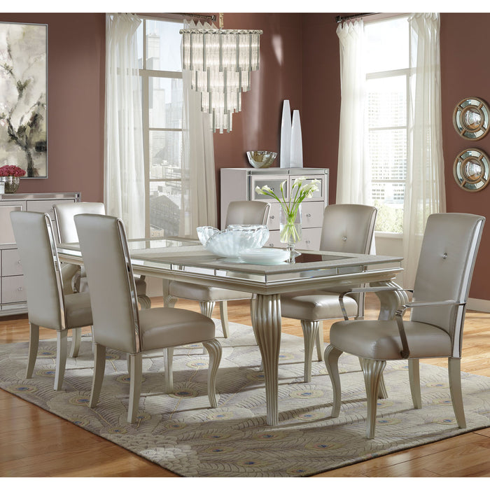 AICO Furniture - Hollywood Loft Frost 4 Leg Dining Table with Glass Inserts - 9001600-104 - GreatFurnitureDeal