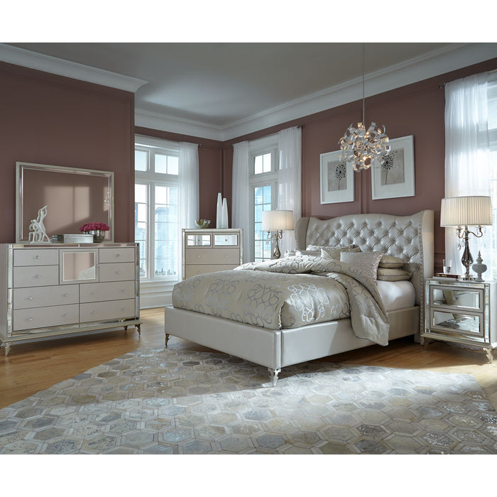 AICO Furniture - Hollywood Loft Frost California King Upholstered Bed - 9001600CKBED-104 - GreatFurnitureDeal