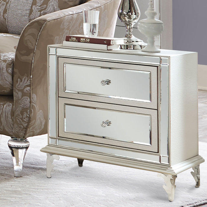 AICO Furniture - Hollywood Loft Frost Upholstered Nightstand - 9001640-104 - GreatFurnitureDeal