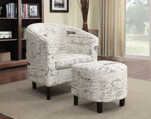 Coaster Furniture - French Script Pattern Accent Chair with Ottoman - 900210 - GreatFurnitureDeal