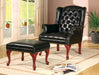 Coaster Furniture - Wing Chair with Ottoman in Black Vinyl - 900262 - GreatFurnitureDeal