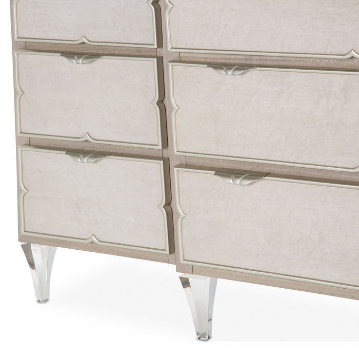 AICO Furniture - Camden Court Storage Console- Dresser & Oval Mirror in Pearl - 9005050-60-126 - GreatFurnitureDeal