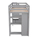 GFD Home - Twin size Loft Bed with Storage Drawers ,Desk and Stairs, Wooden Loft Bed with Shelves - Gray - GreatFurnitureDeal