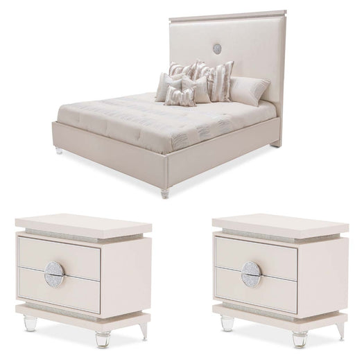 AICO Furniture - Glimmering Heights 3 Piece Queen Upholstered Bedroom Set - 9011000QN-111-3SET - GreatFurnitureDeal