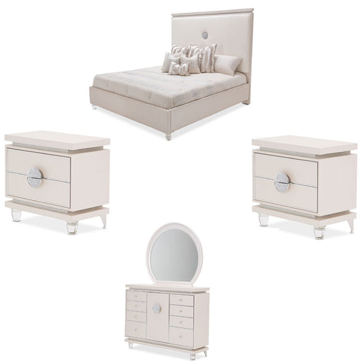 AICO Furniture - Glimmering Heights 5 Piece Queen Upholstered Bedroom Set - 9011000QN-111-5SET - GreatFurnitureDeal