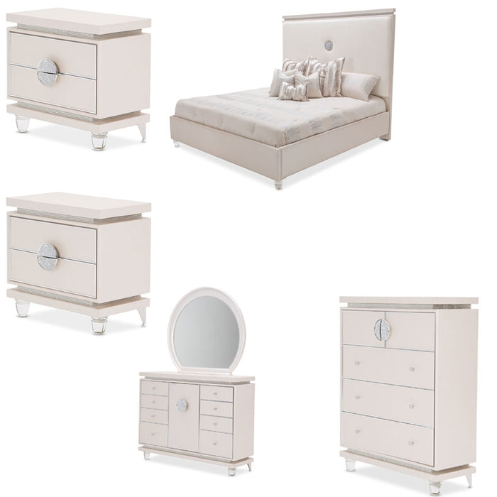 AICO Furniture - Glimmering Heights 6 Piece California King Upholstered Bedroom Set - 9011000CK-111-6SET - GreatFurnitureDeal