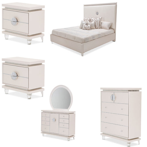 AICO Furniture - Glimmering Heights 6 Piece Queen Upholstered Bedroom Set - 9011000QN-111-6SET - GreatFurnitureDeal
