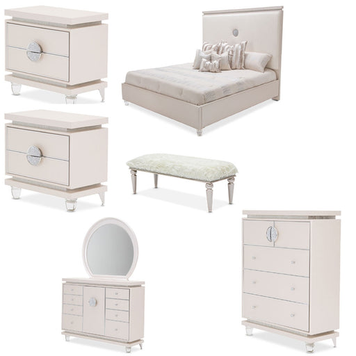 AICO Furniture - Glimmering Heights 7 Piece Queen Upholstered Bedroom Set - 9011000QN-111-7SET - GreatFurnitureDeal