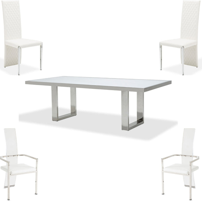 AICO Furniture - State St. 5 Piece Rectangular Dining Room Set in Glossy White - 9016000-116-5SET