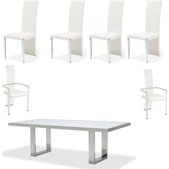 AICO Furniture - State St. 7 Piece Rectangular Dining Room Set in Glossy White - 9016000-116-7SET
