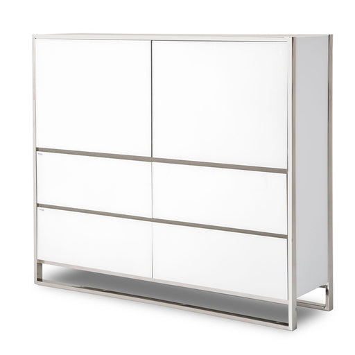 AICO Furniture - State St. Metal Storage Cabinet in Glossy White - N9016070-116 - GreatFurnitureDeal