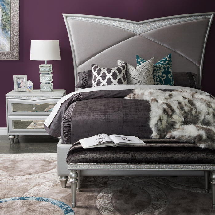 AICO Furniture - Melrose Plaza Eastern King Upholstered Bed in Dove - 9019000EK-118 - GreatFurnitureDeal