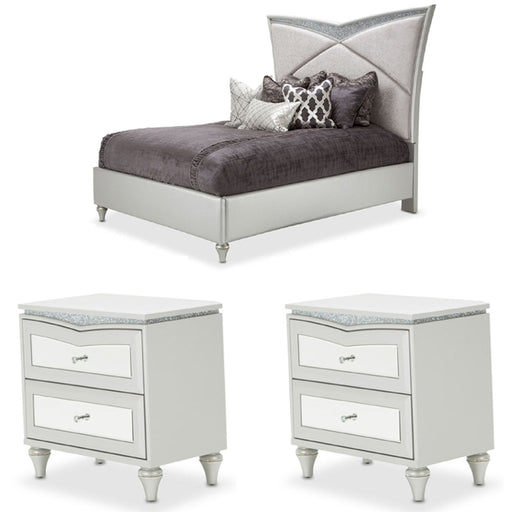AICO Furniture - Melrose Plaza 3 Piece Eastern King Upholstered Bedroom Set - 9019000EK-118-3SET