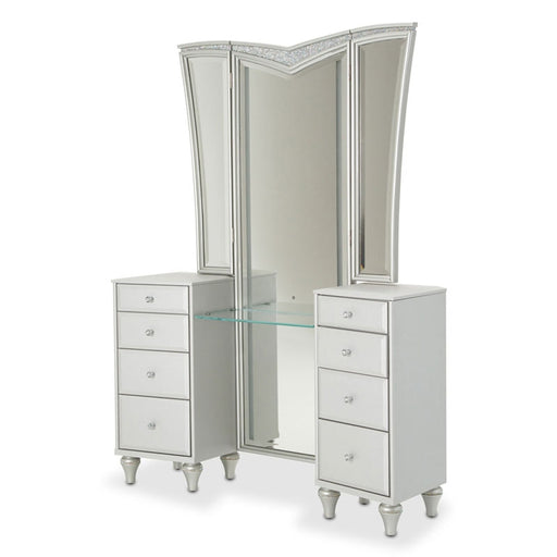 AICO Furniture - Melrose Plaza Vanity & Mirror in Dove - 9019000VAN2-118 - GreatFurnitureDeal
