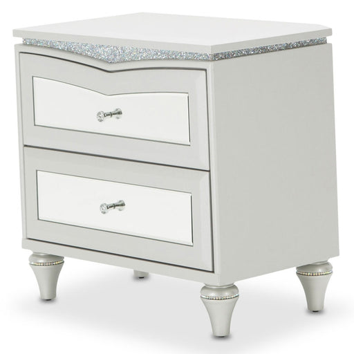 AICO Furniture - Melrose Plaza Upholstered Nightstand in Dove - 9019040-118 - GreatFurnitureDeal