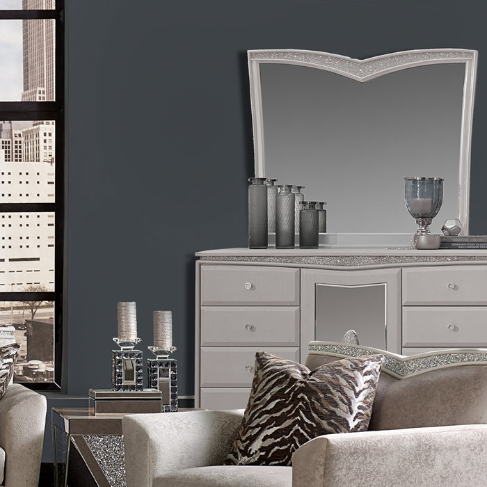 AICO Furniture - Melrose Plaza Dresser & Mirror in Dove - 9019050-260-118 - GreatFurnitureDeal