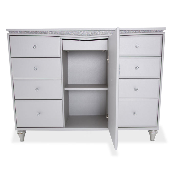 AICO Furniture - Melrose Plaza Dresser & Mirror in Dove - 9019050-260-118