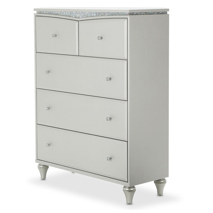 AICO Furniture - Melrose Plaza Upholstered 5 Drawer Chest in Dove - 9019070-118
