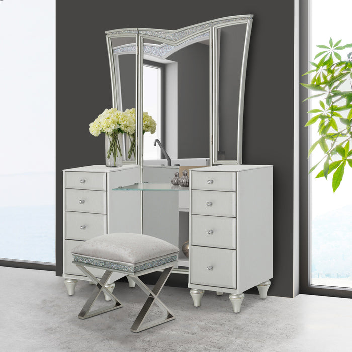 AICO Furniture - Melrose Plaza Vanity Bench in Dove - 9019804R-118