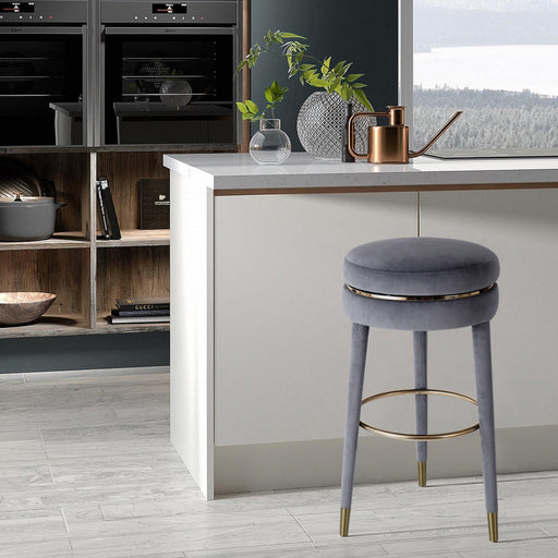 Meridian Furniture - Coral Velvet Swivel Counter Stool in Grey - 701Grey-C - GreatFurnitureDeal