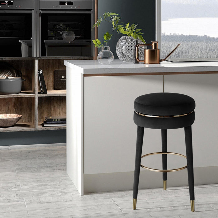 Meridian Furniture - Coral Velvet Swivel Counter Stool in Black - 701Black-C