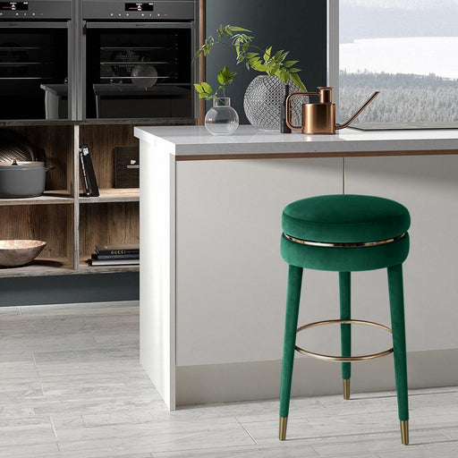 Meridian Furniture - Coral Velvet Swivel Counter Stool in Green - 701Green-C - GreatFurnitureDeal